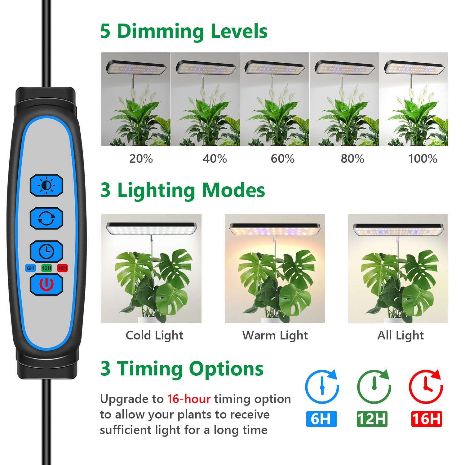 Aumtrly grow light extended height demonstrating adjustable stem for taller plants benefit