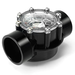 Aumzong check valve front view showing compact 180-degree PVC body and ports, durable fit