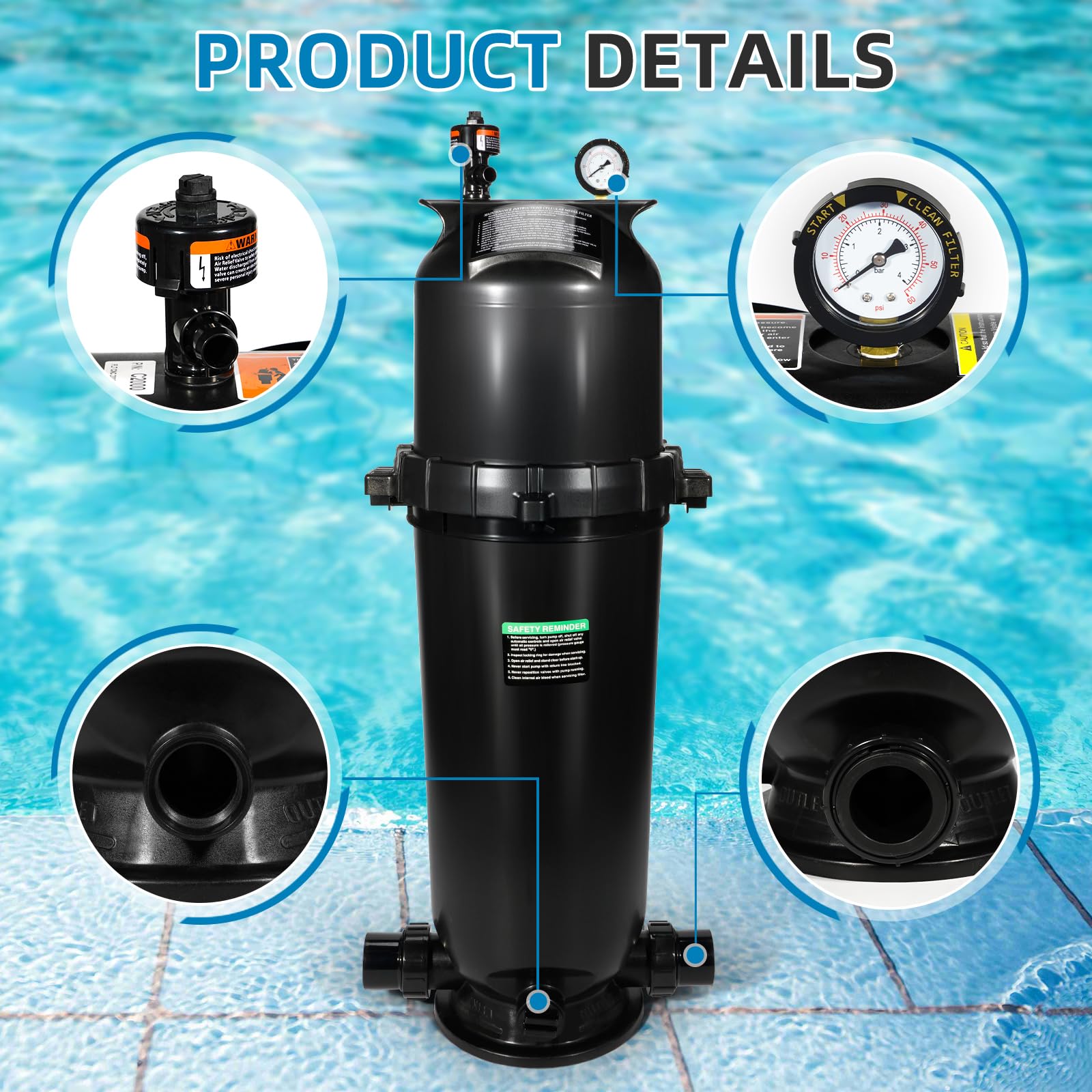 Aumzong cartridge installed in filter housing demonstrating easy replacement benefit