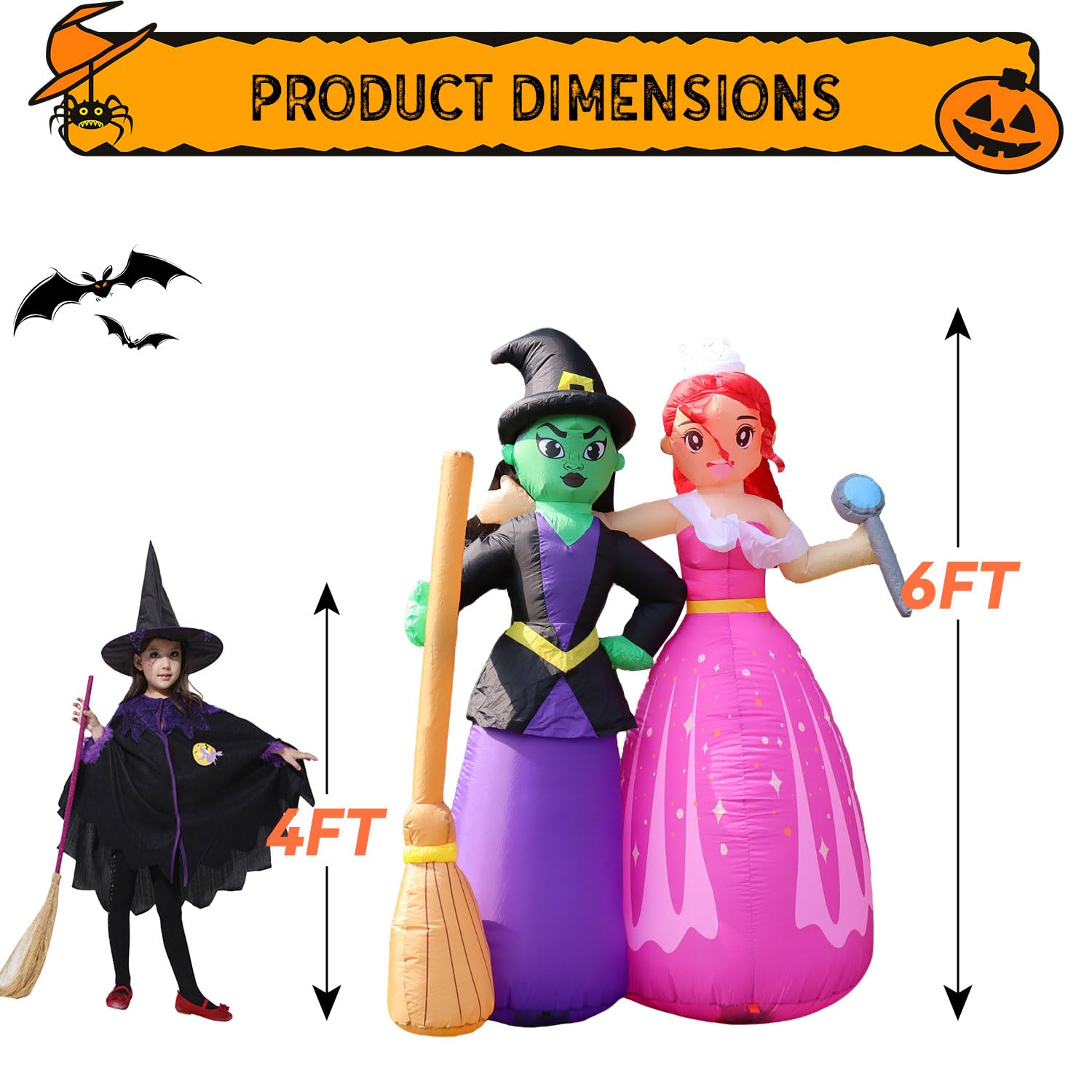 Auoeset Witch Sisters LED glow detail highlighting nighttime visibility