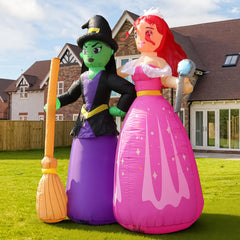 Auoeset Witch Sisters staked on lawn demonstrating outdoor stability