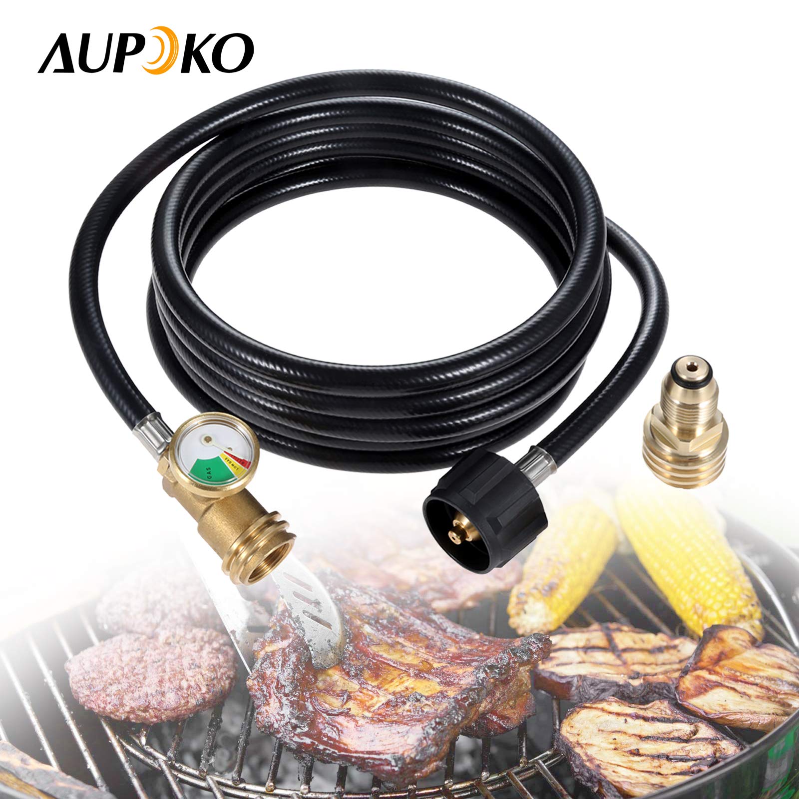 Aupoko hose in a backyard grill scene illustrating extended reach and convenience