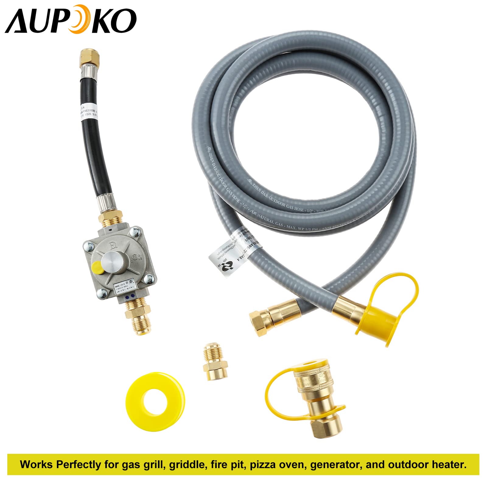 Aupoko hose beside a ruler showing 10ft length for proper fit