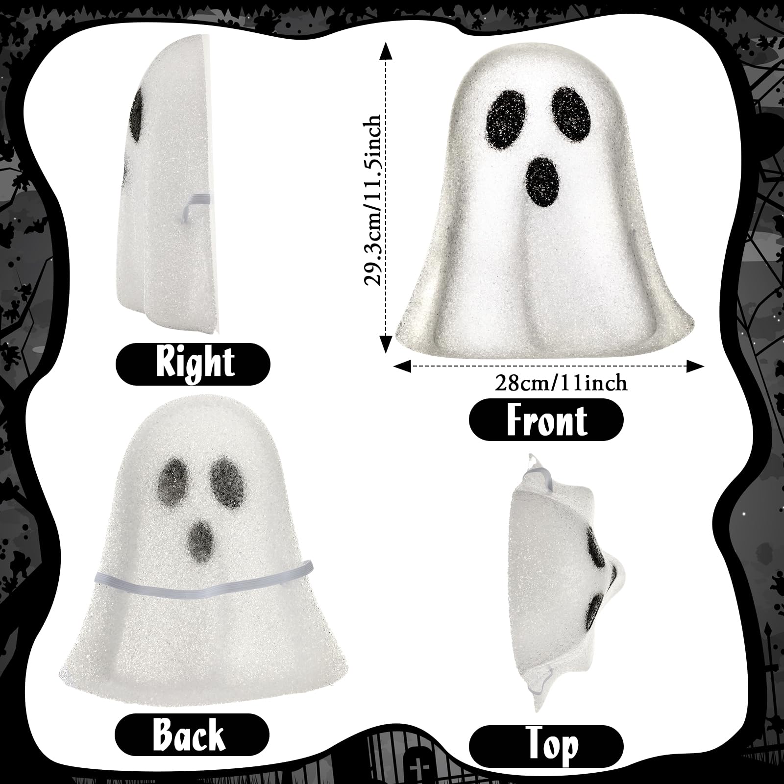 Aurelema ghost cover lit on porch at night creating spooky visible glow