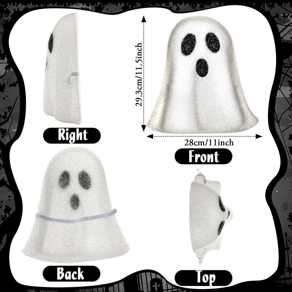 Aurelema ghost cover lit on porch at night creating spooky visible glow