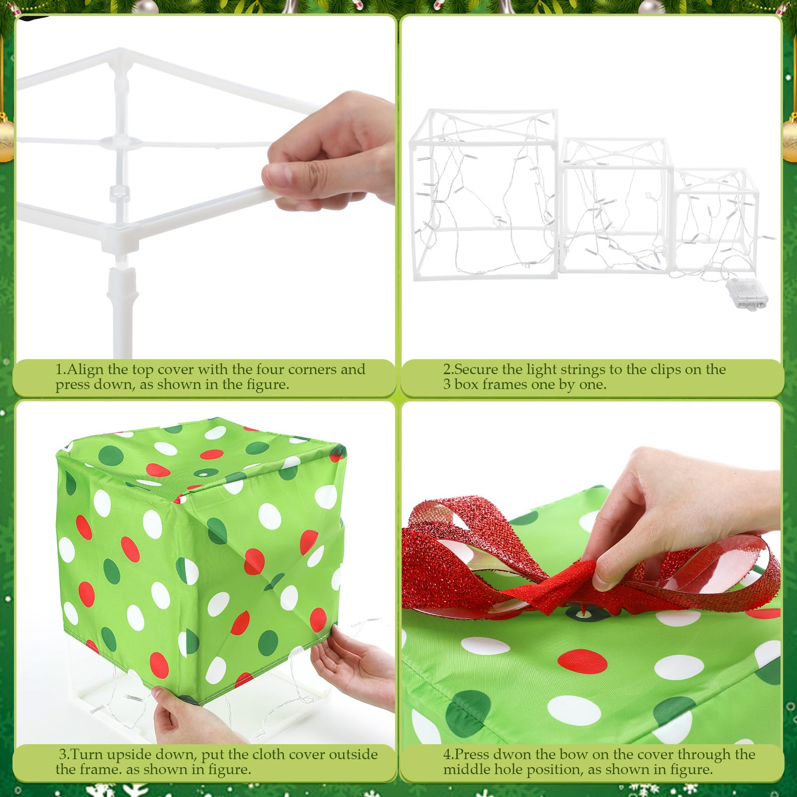 Aurelema LED strand clipped inside cube demonstrating even light distribution benefit
