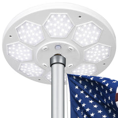 Aurolit flag pole light front view showing full coverage and bold brightness