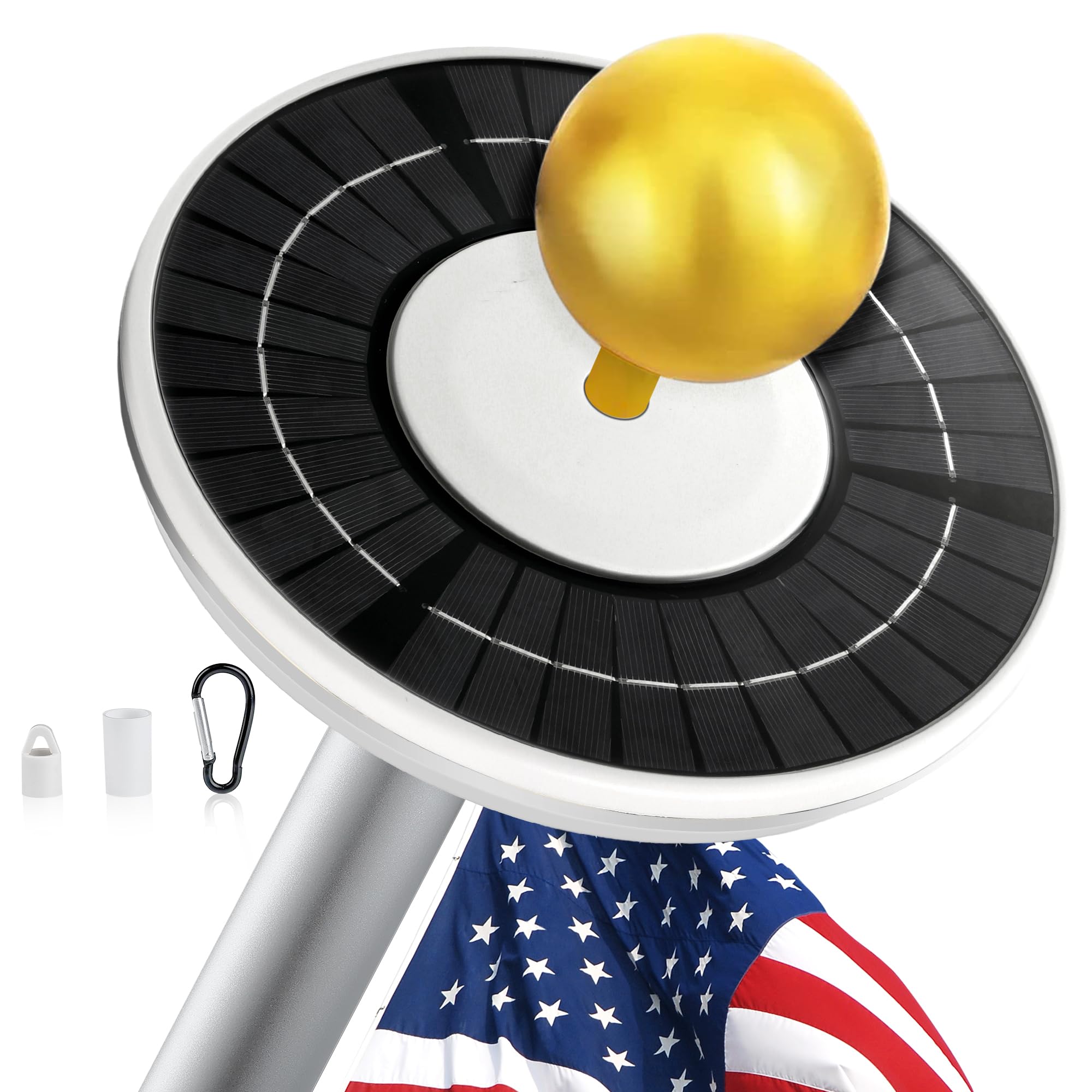 Aurolit illuminating an American flag at night showing consistent coverage benefit