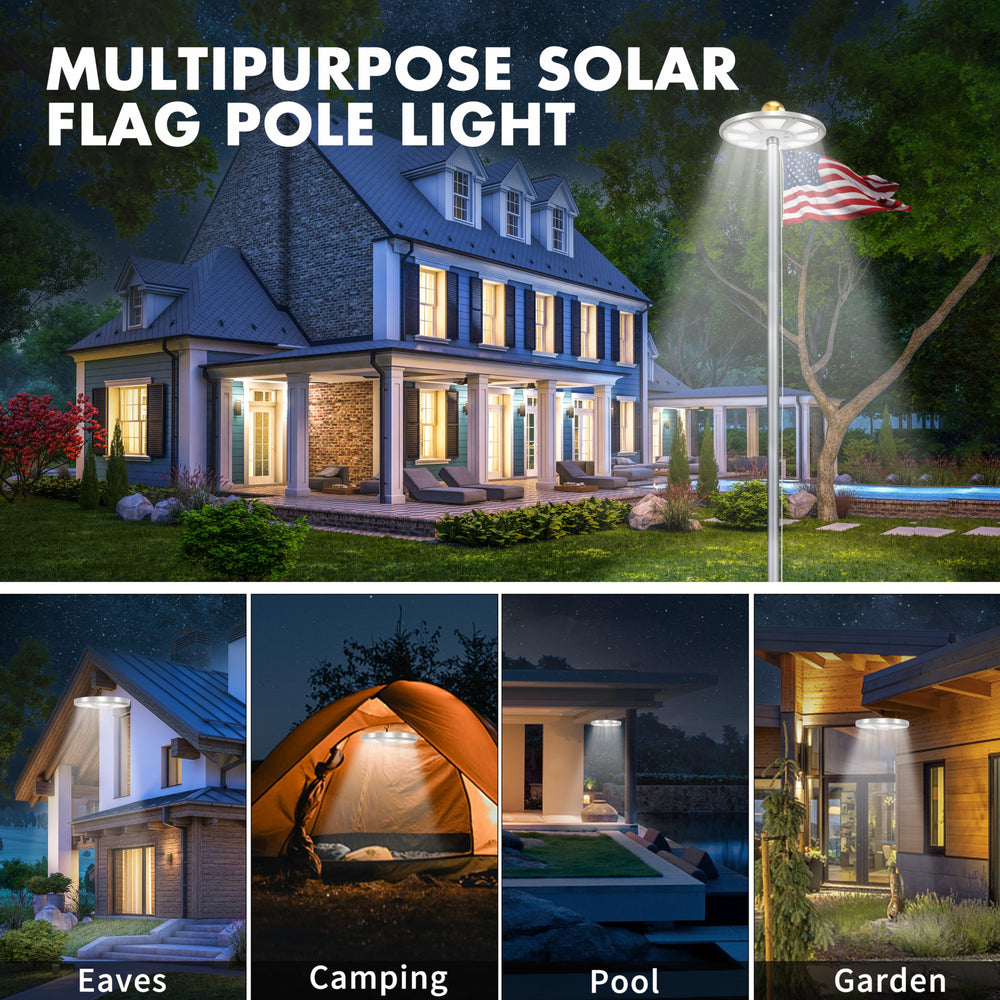 Aurolit illuminating an American flag at night showing 2500 lumen brightness for clear visibility benefit