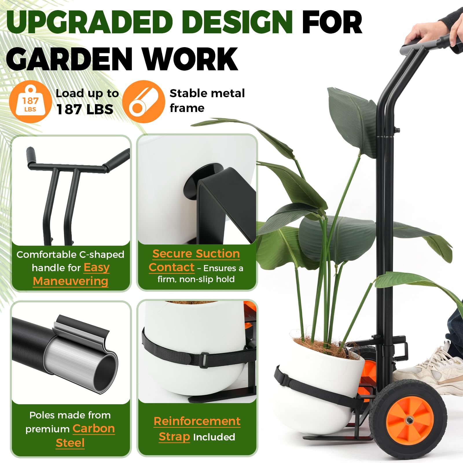 AUROPEAK detail of adjustable grip arms fitting different planter rims for secure hold