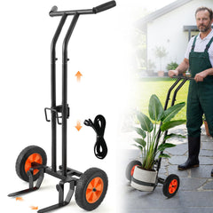 AUROPEAK front view of plant caddy showing sturdy frame and handle benefit easy transport