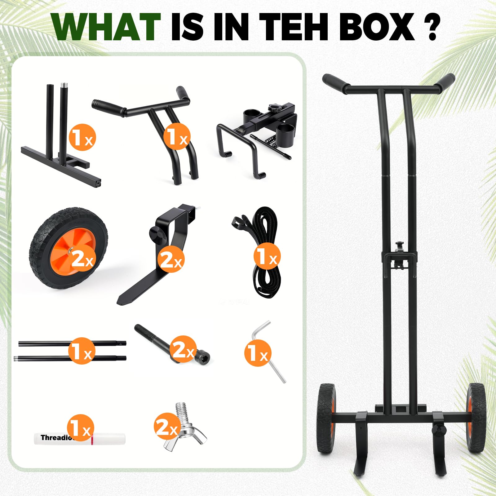 AUROPEAK packaging and included parts layout showing components for quick assembly