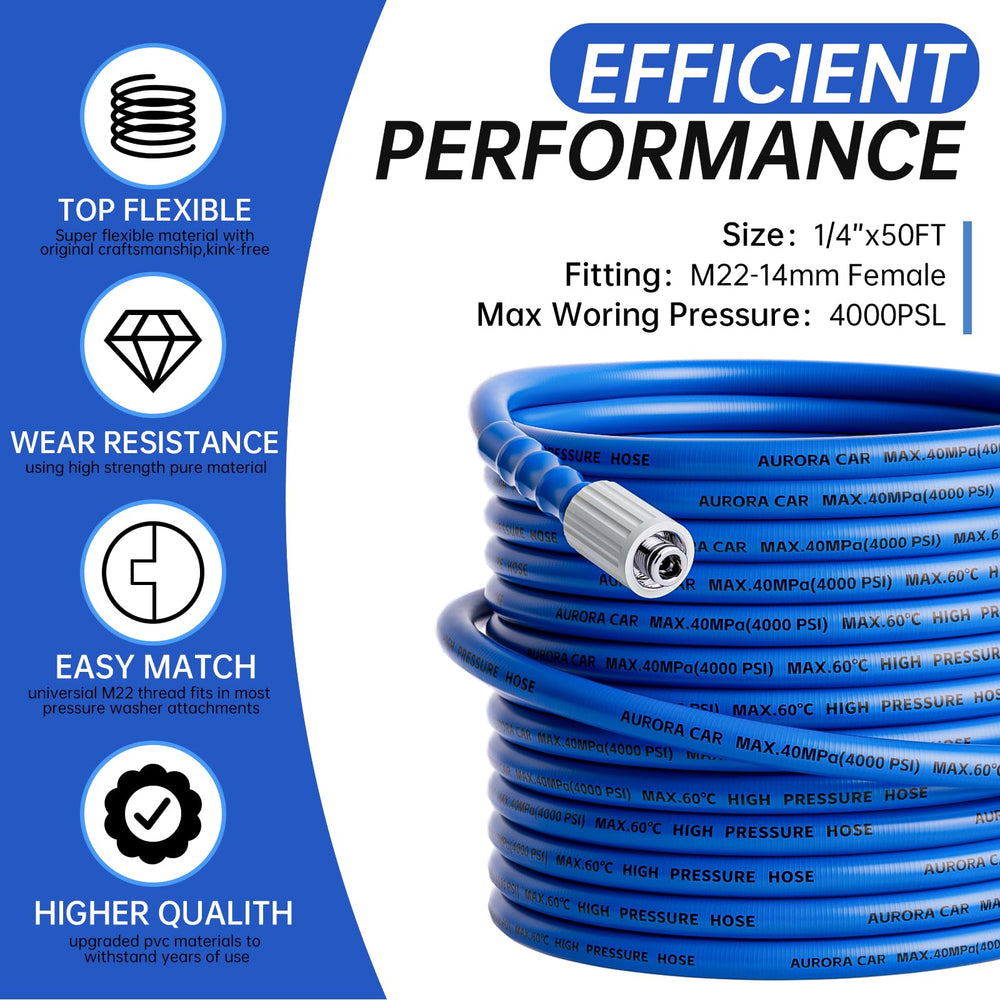 AURORA CAR full 50 ft coiled hose offering extended cleaning reach