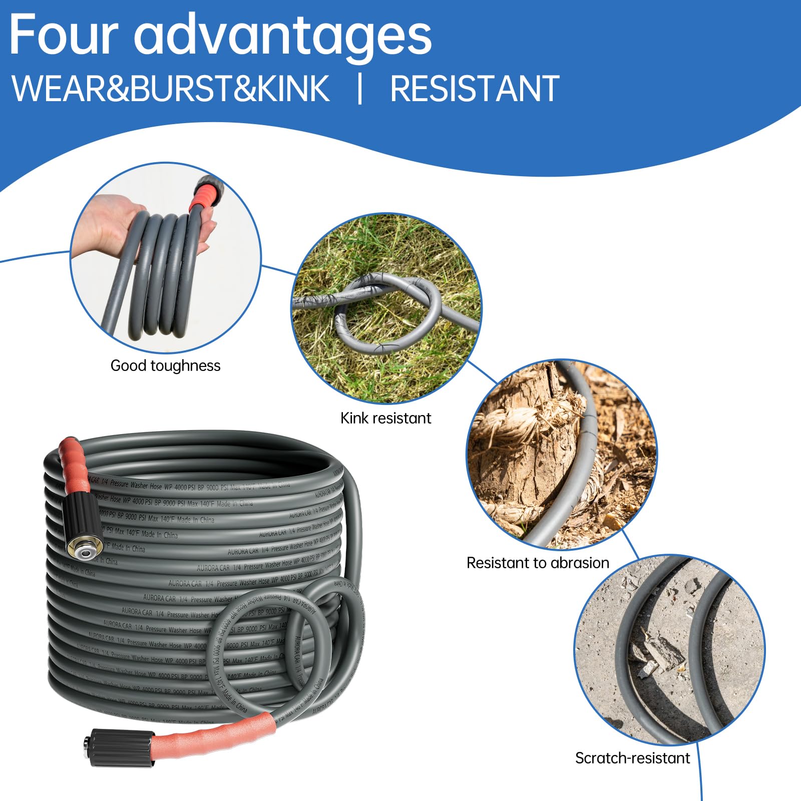 AURORA CAR hose in use cleaning a car showing extended reach and easier maneuvering