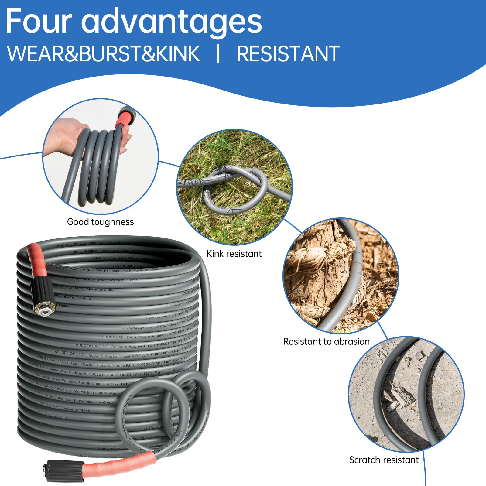 AURORA CAR bend restrictor detail highlighting kink-resistant design that reduces wear