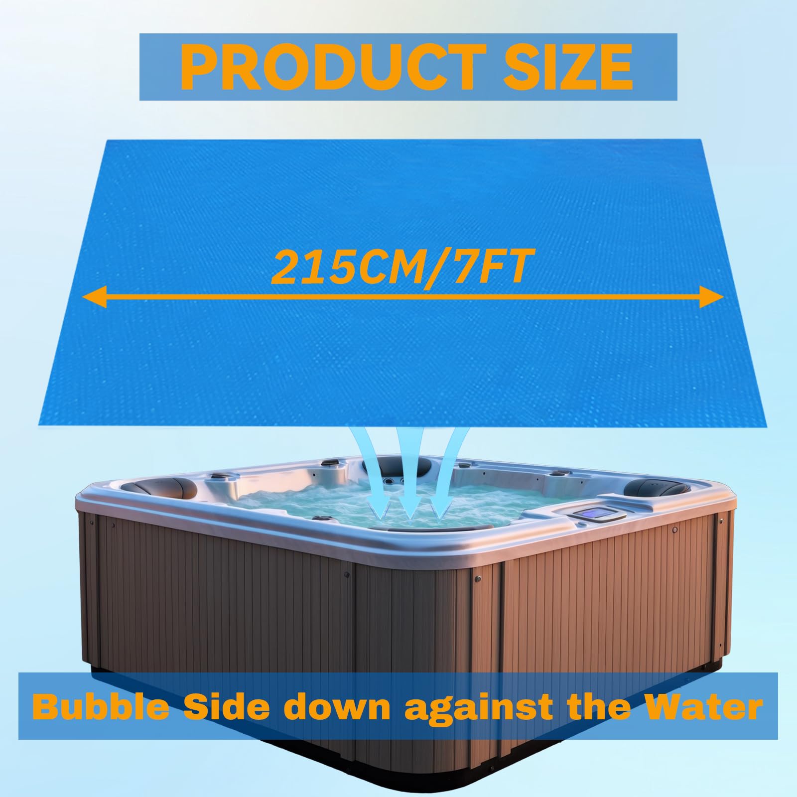 AURSK blanket next to a ruler illustrating 7x7-foot size and simple installation