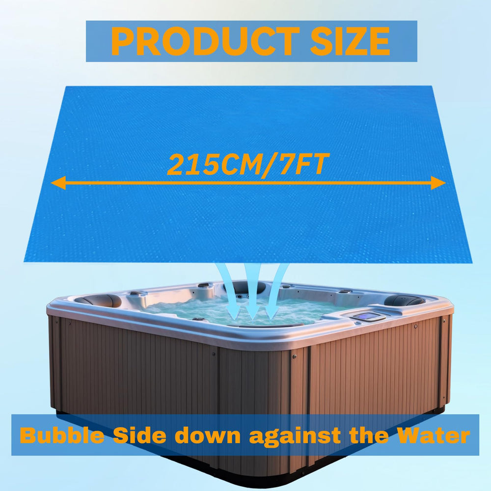 AURSK blanket next to a ruler illustrating 7x7-foot size and simple installation