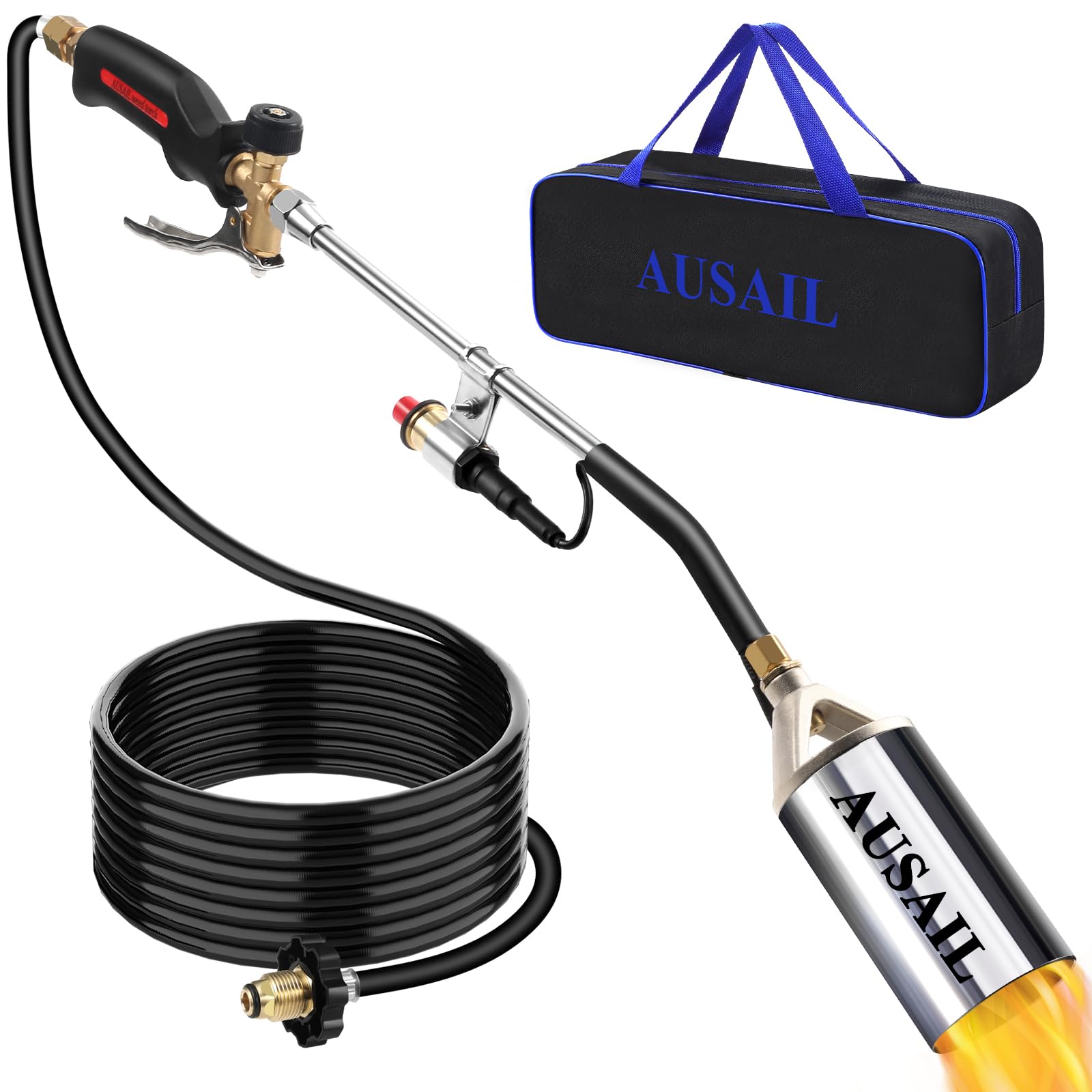 AUSAIL front view showing full torch and flame for efficient weed removal