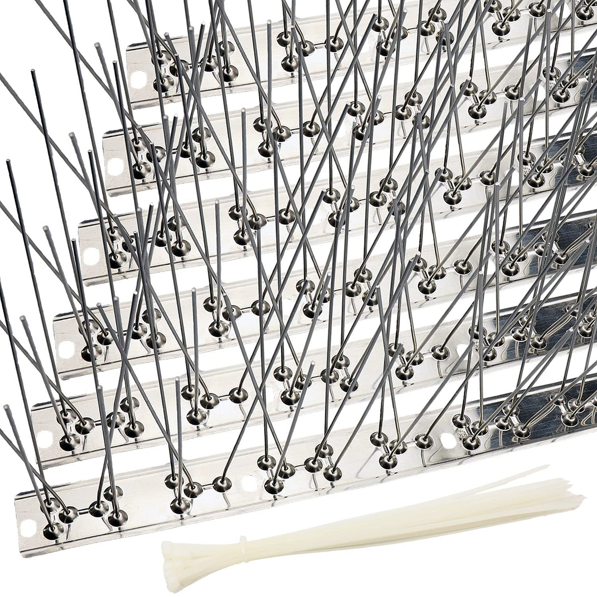 aushucu front packaging showing complete bird spike kit and included zip ties for quick protection