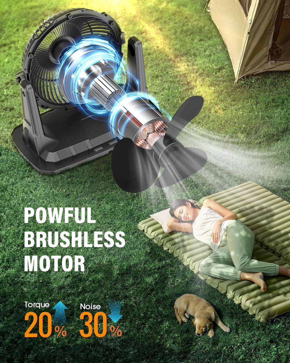 Ausic battery and controls detail showing 30000mAh power and simple speed control