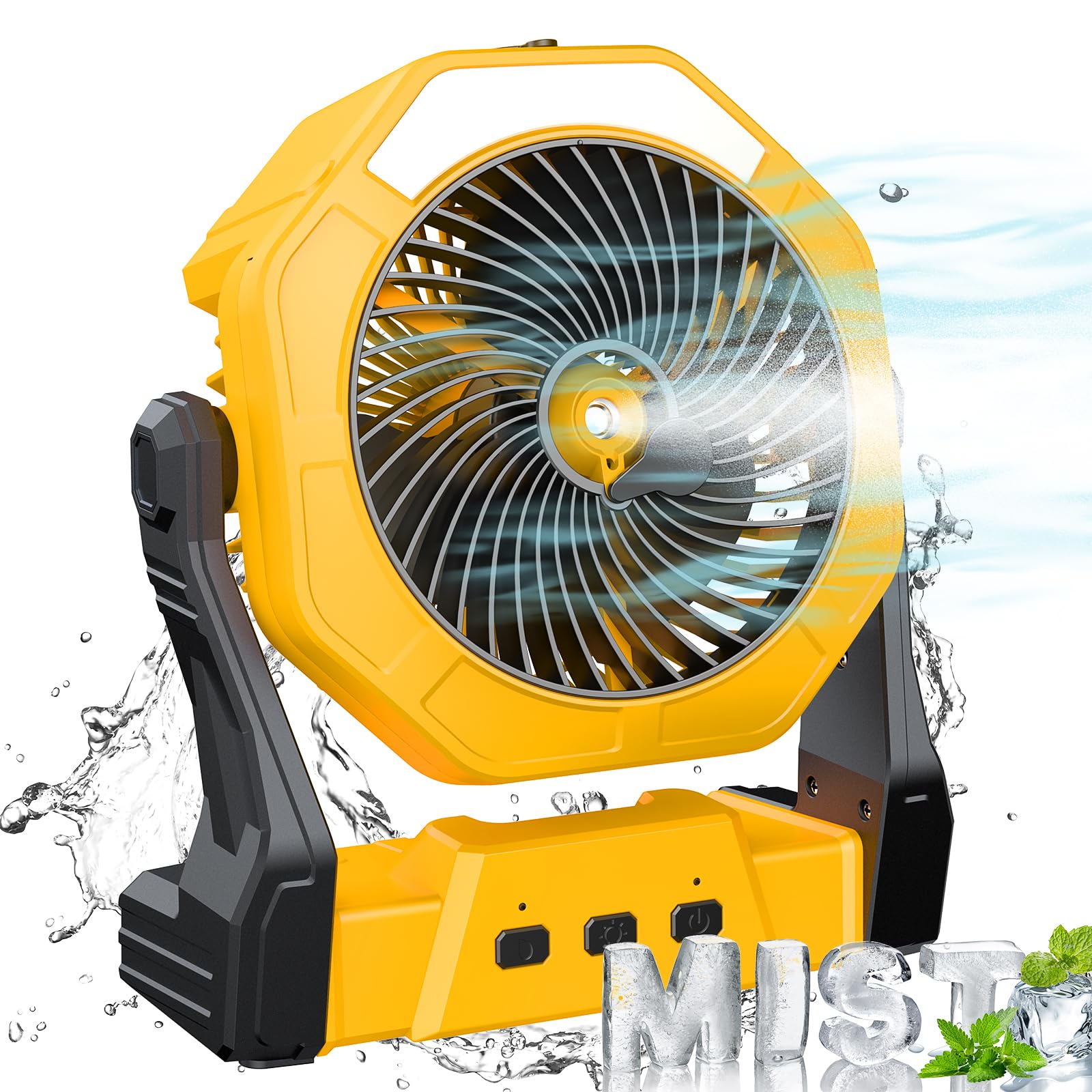 Ausic front packaging showing fan features and portable benefits