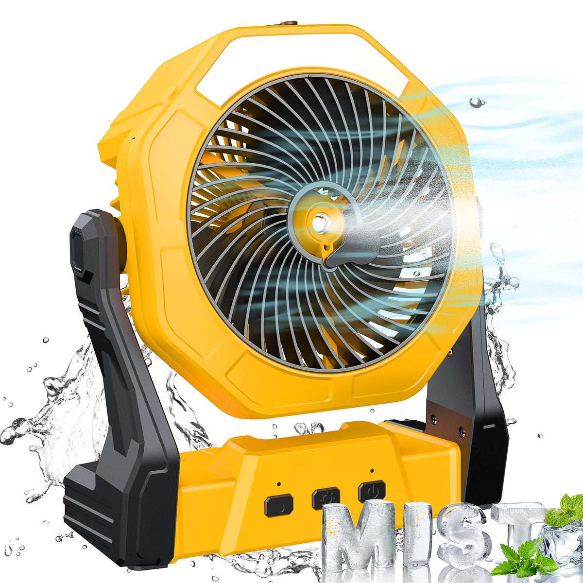 Ausic front packaging showing fan features and portable benefits