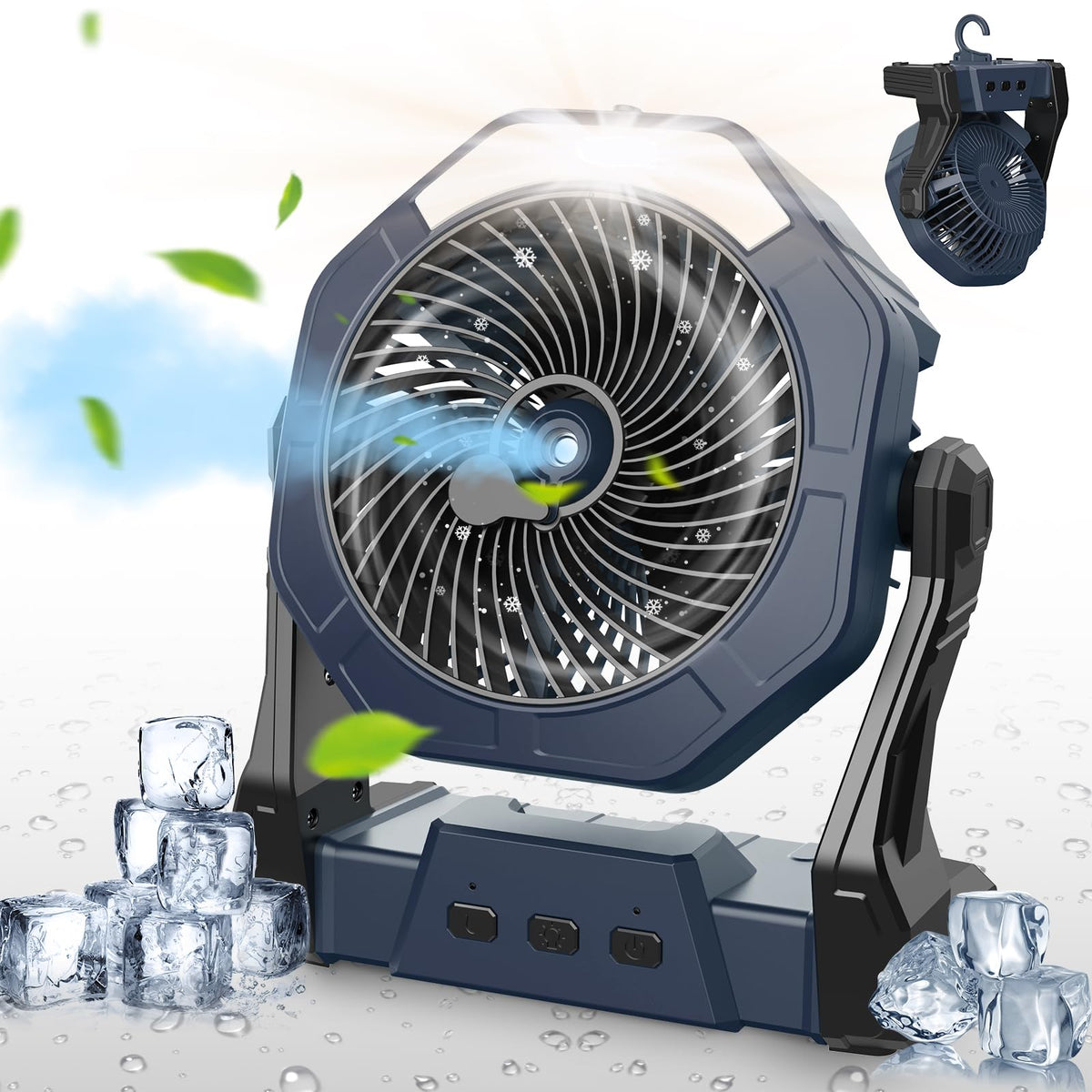 Ausic front view showing fan and mist function for portable cooling