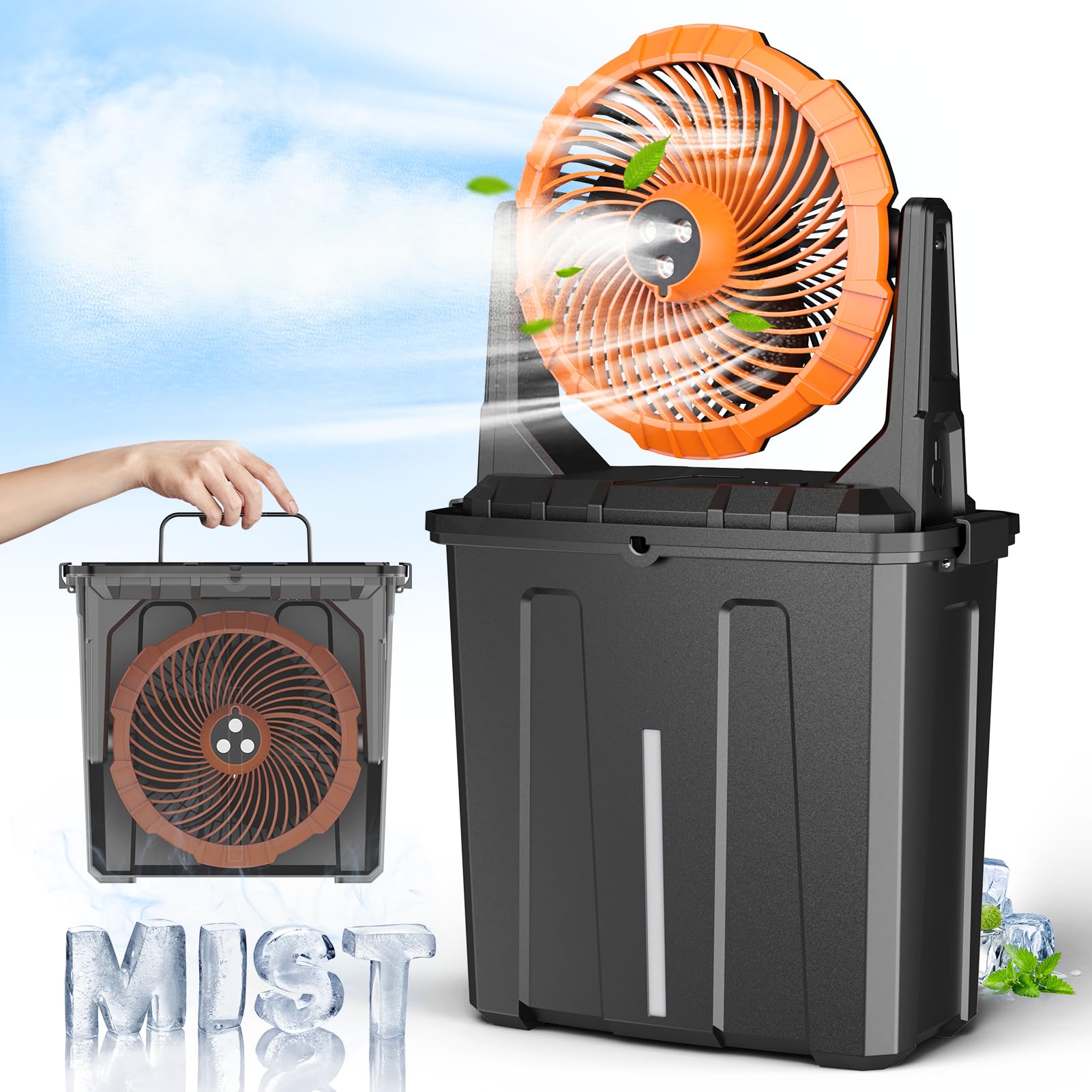 Ausic front view with bucket showing compact portability and ready-to-use cooling