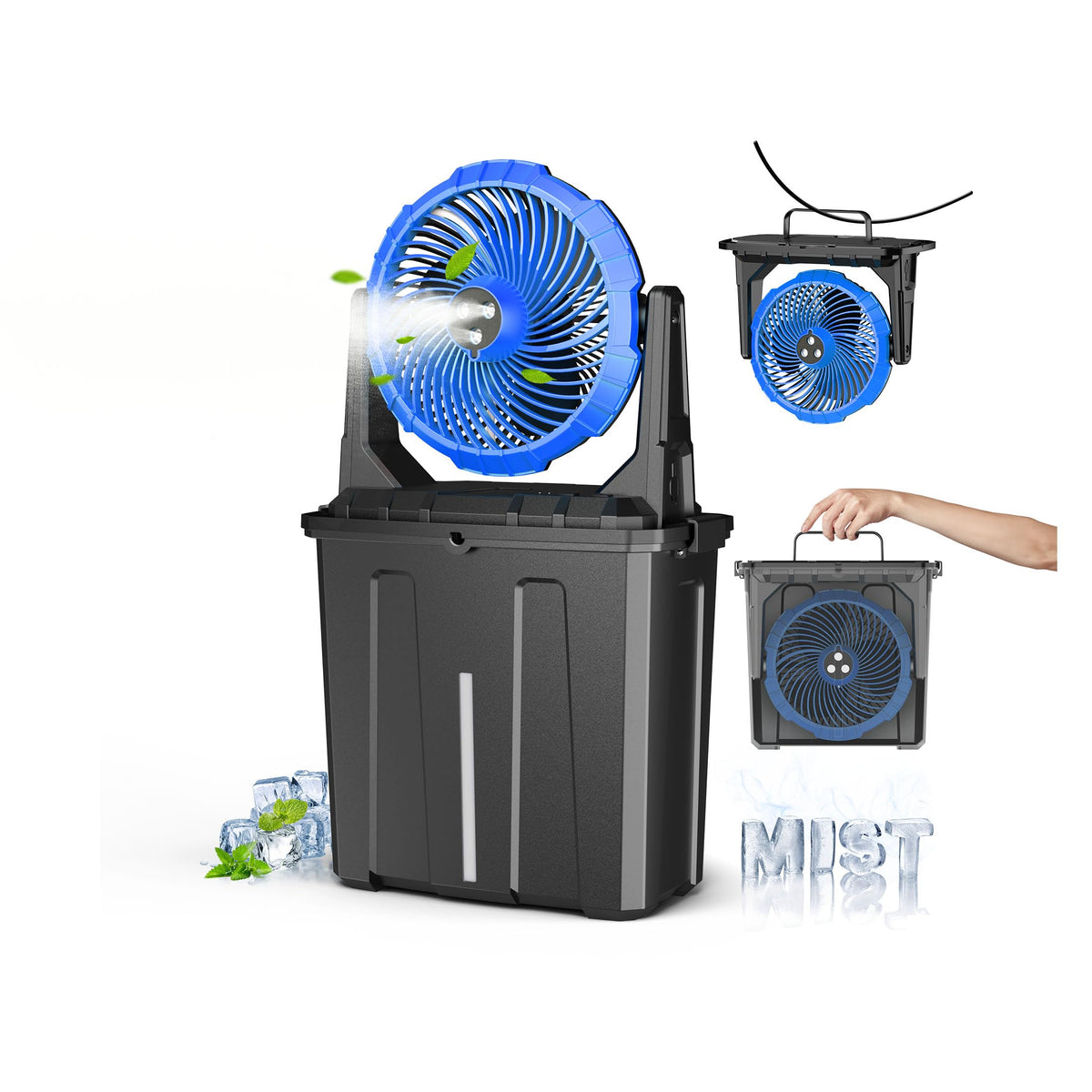 Ausic front view with bucket showing compact portable design and easy setup