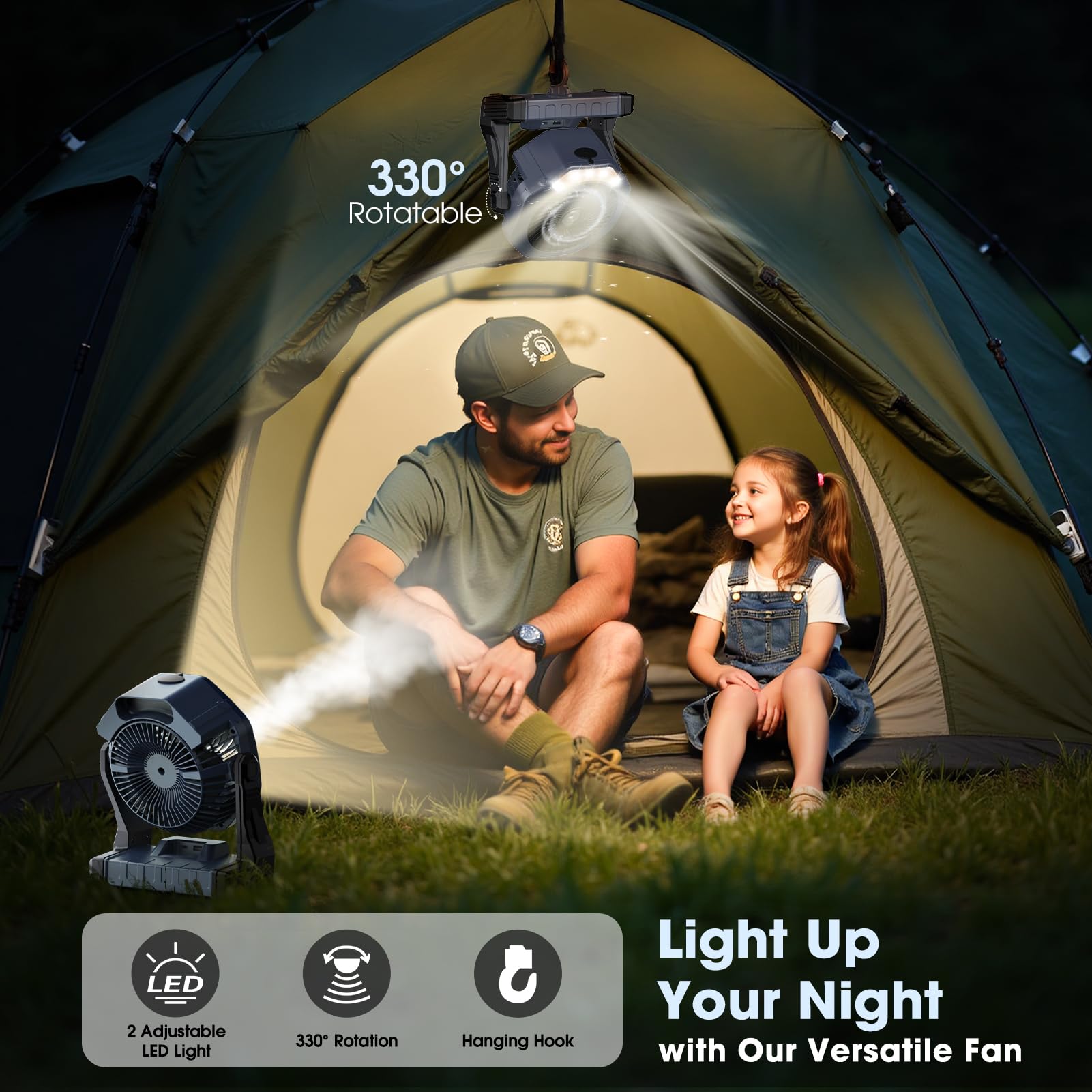Ausic LED light illuminating a picnic for safe nighttime activity