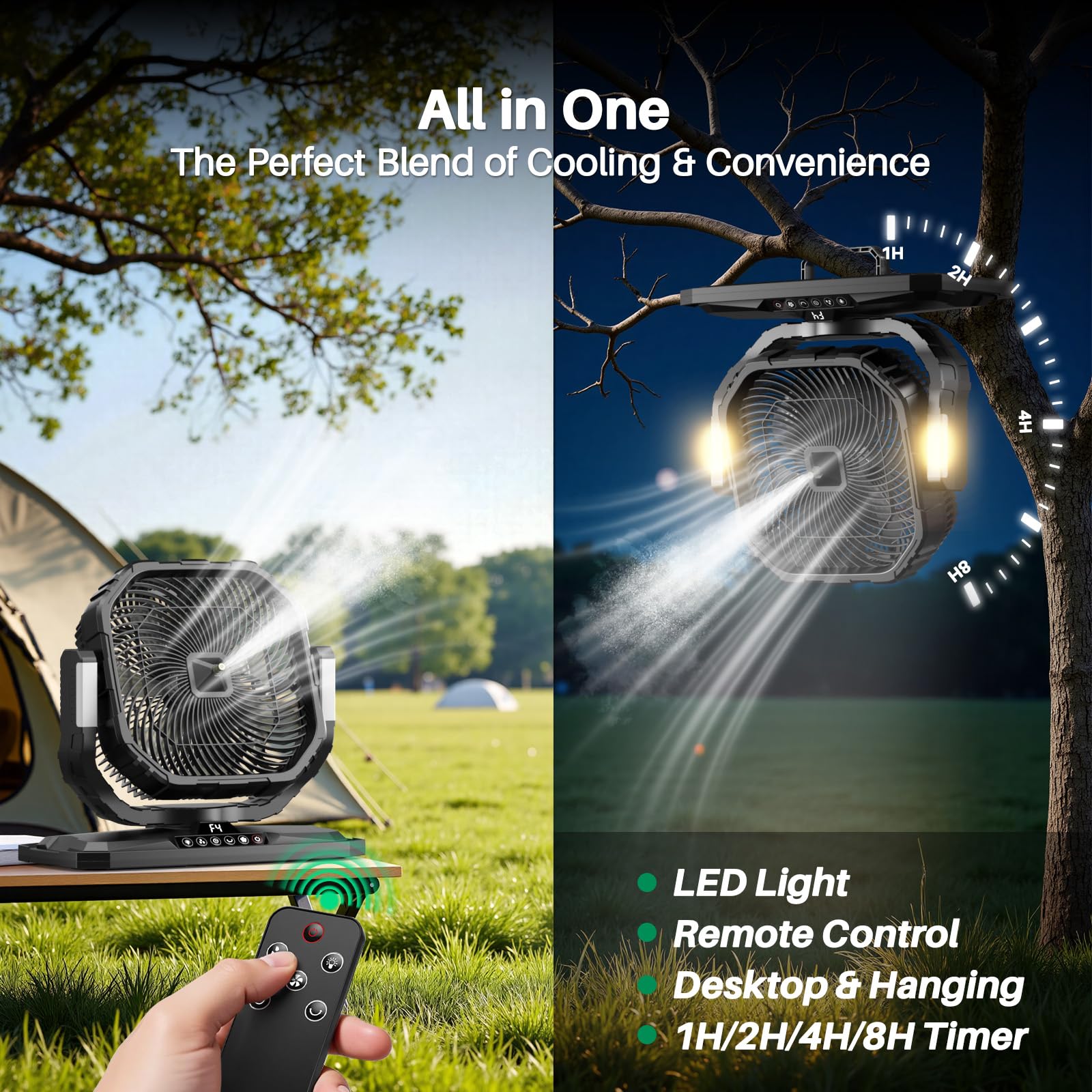Ausic LED light glowing at night for campsite visibility and soft illumination