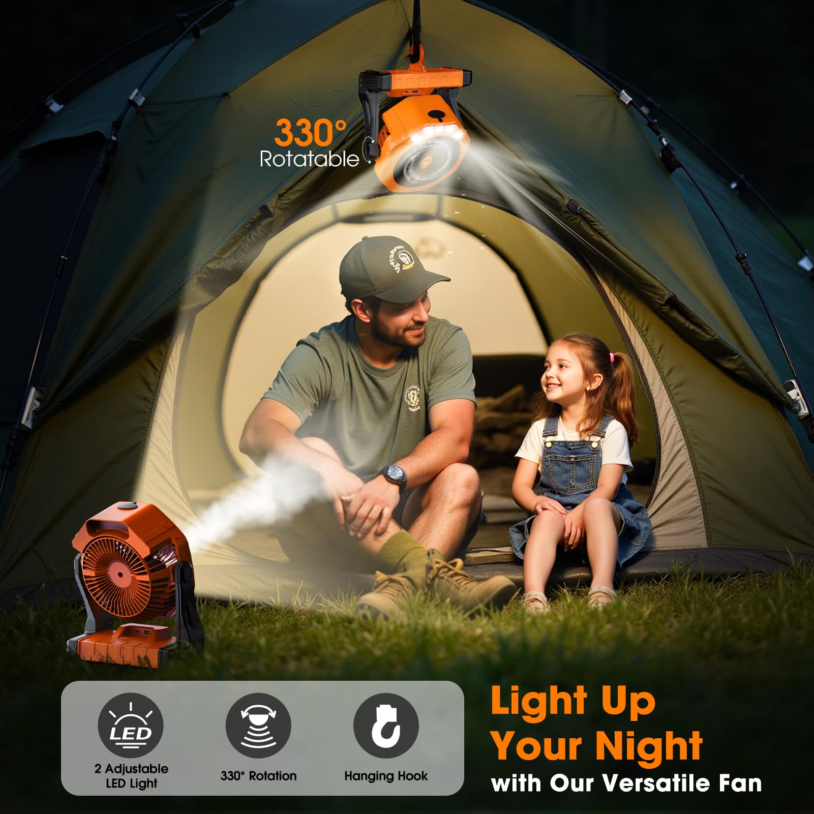 Ausic LED light turned on demonstrating bright dual-level illumination