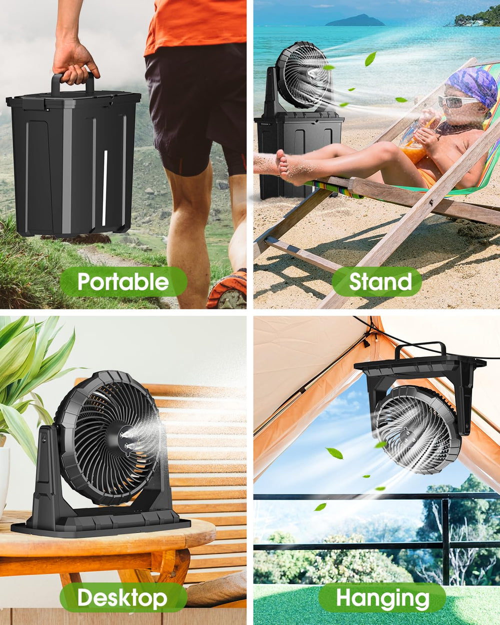 Ausic on a patio table cooling guests and enhancing outdoor comfort