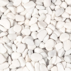 Ausluru front package of white pebbles showing quantity and finish benefits