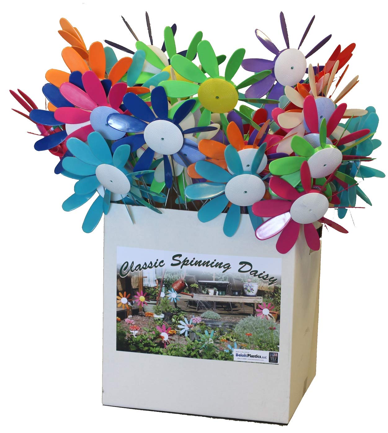 Austin Planter Beloit Plastics single daisy in a planter showing 24-inch height and proportion for containers