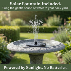 AUSTRAM birdbath with bird perched showing accessible drinking and bathing space