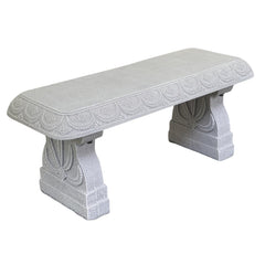 Austram front view of limestone bench showing classical appeal and curbside charm