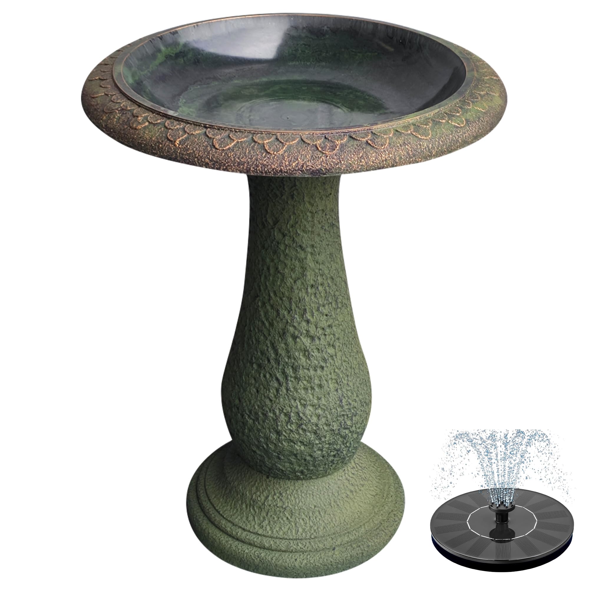 AUSTRAM front view pedestal bird bath showing elegant stone look and stability