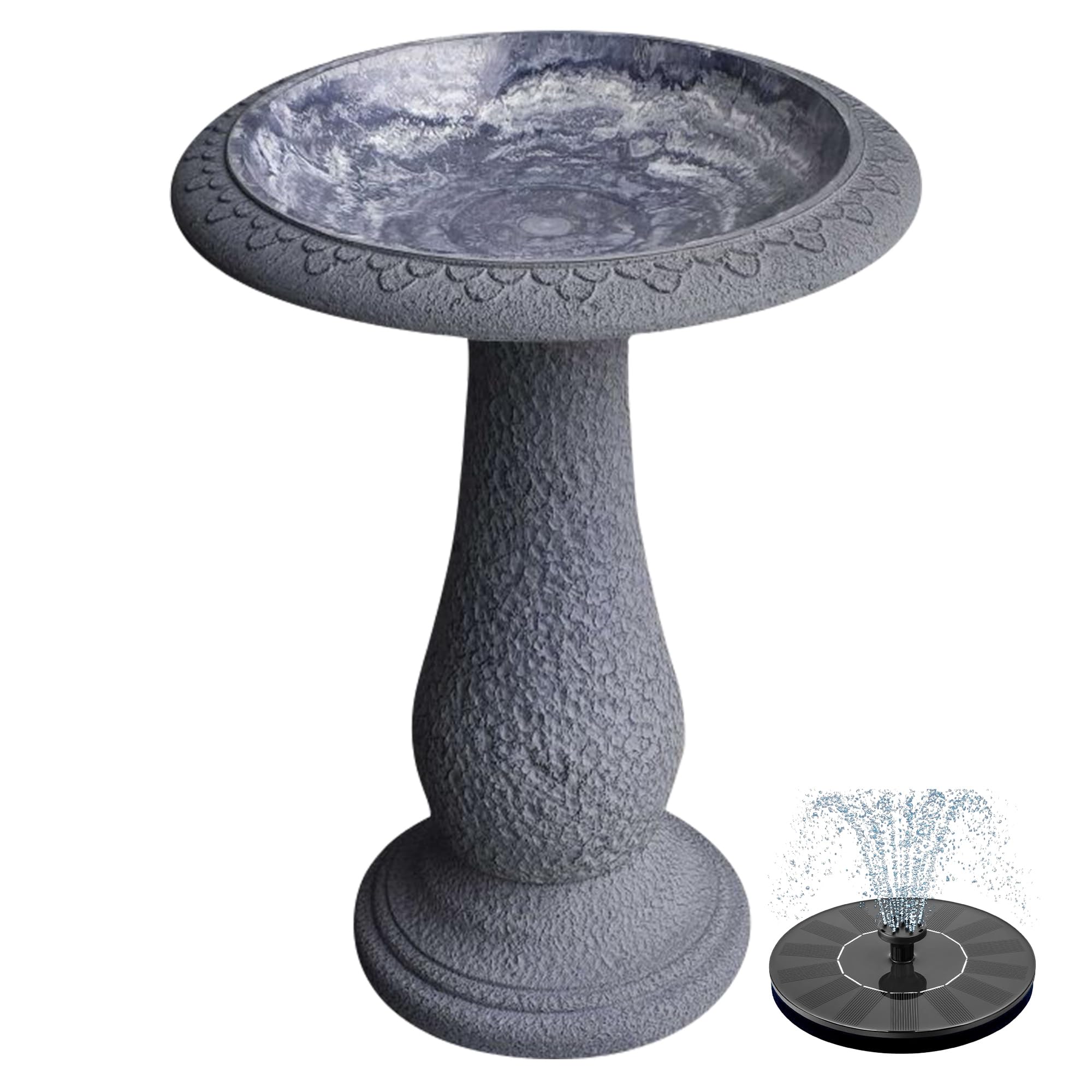 Austram pedestal birdbath front view showing full height and fountain, enhances garden decor