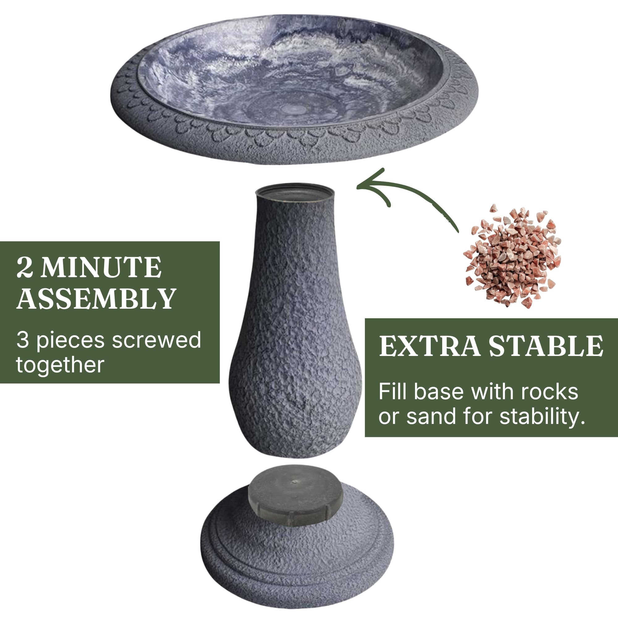 Austram bowl edge with hummingbird visiting, shallow design allows safe bird access
