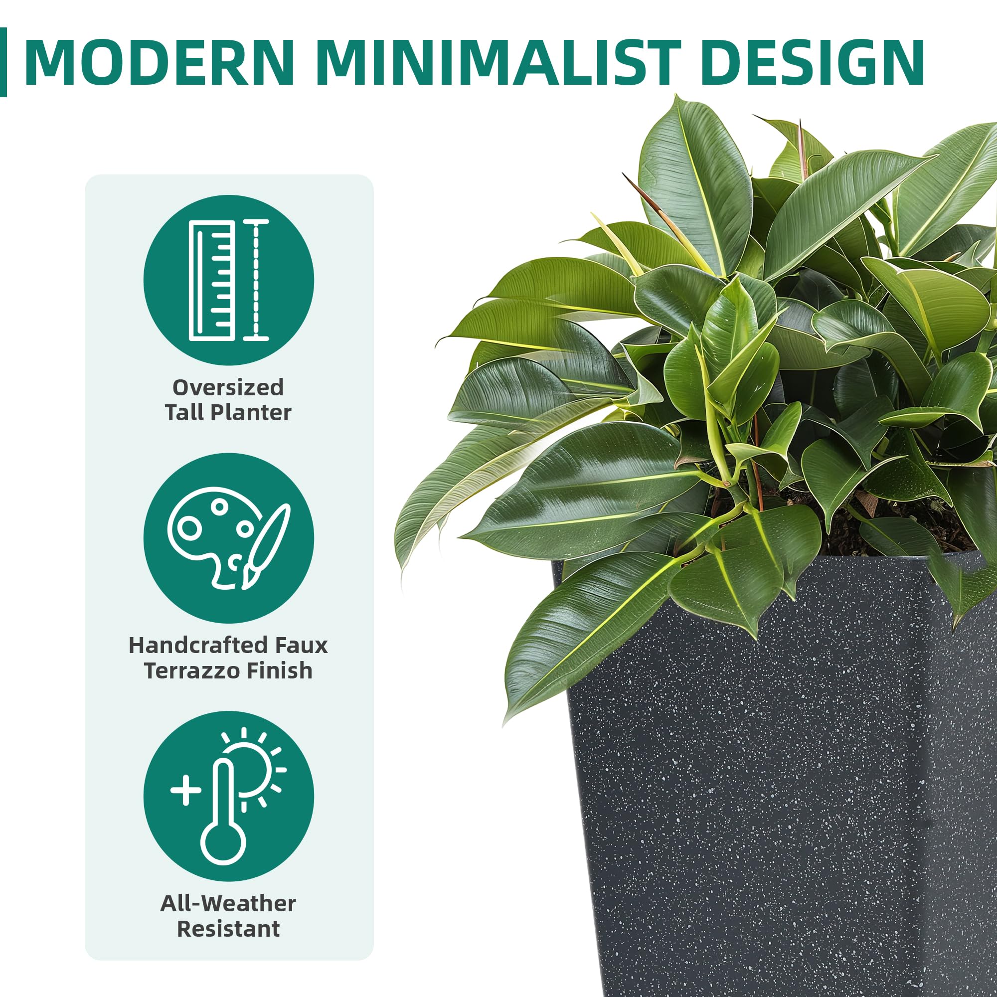 AUTO DAYA planter holding a shrub demonstrating stable planting and visual height