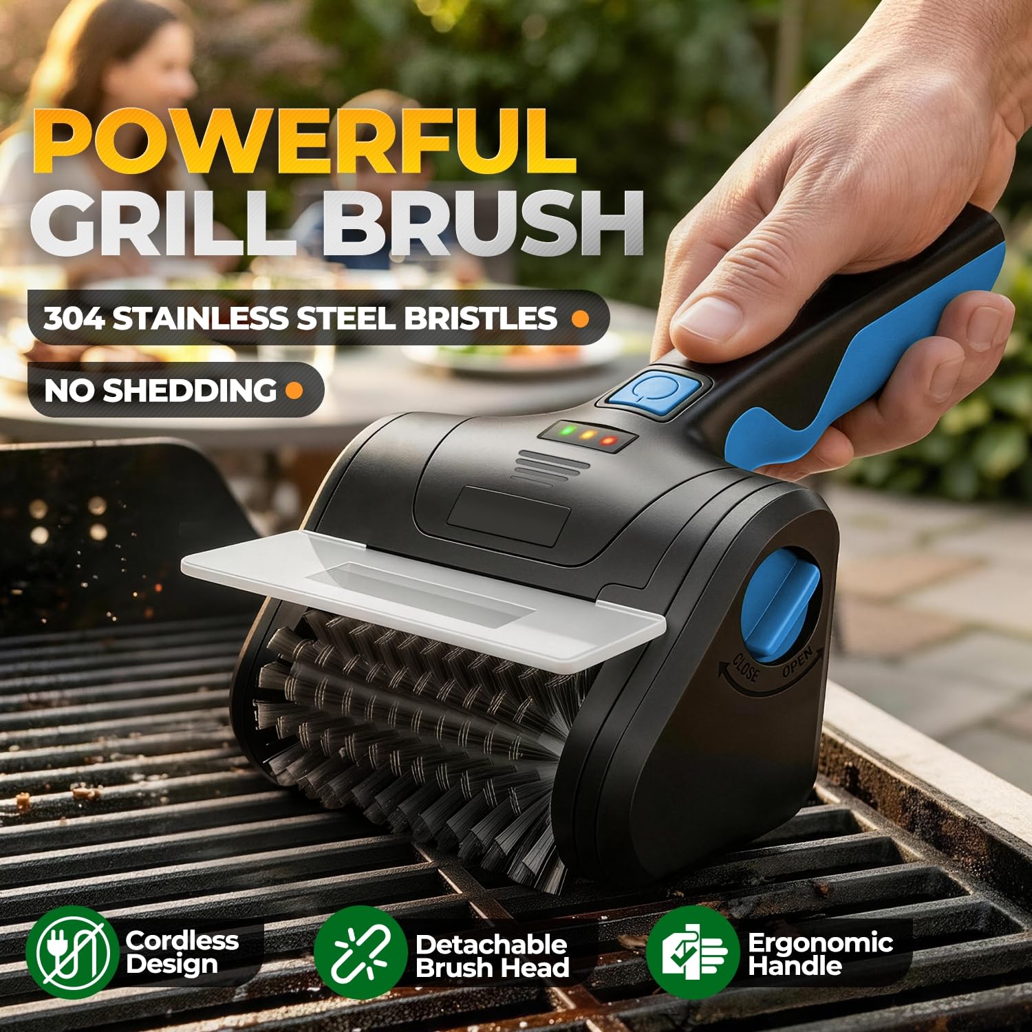 Auto Dynasty close-up of 304 stainless bristles showing no-shedding safety