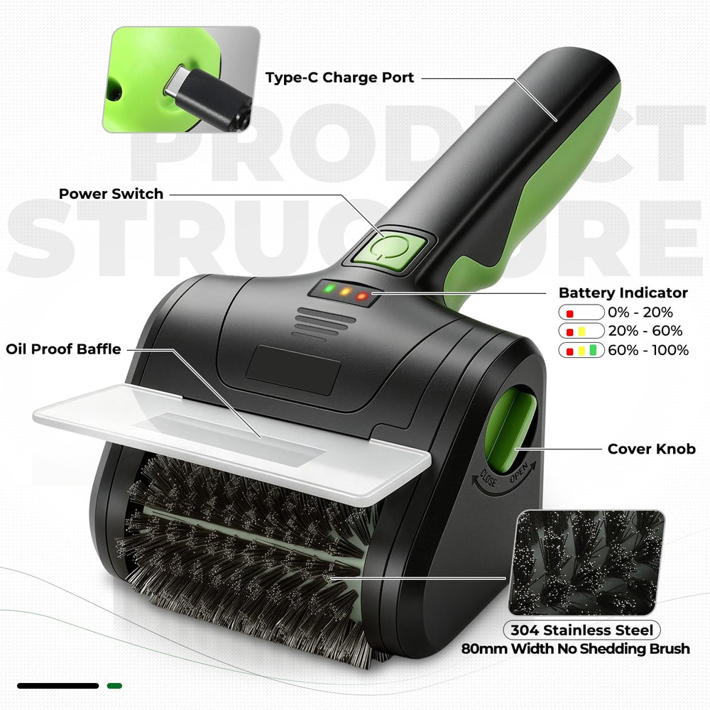 Auto Dynasty brush staged in backyard grilling scene for effortless post-cook cleanup