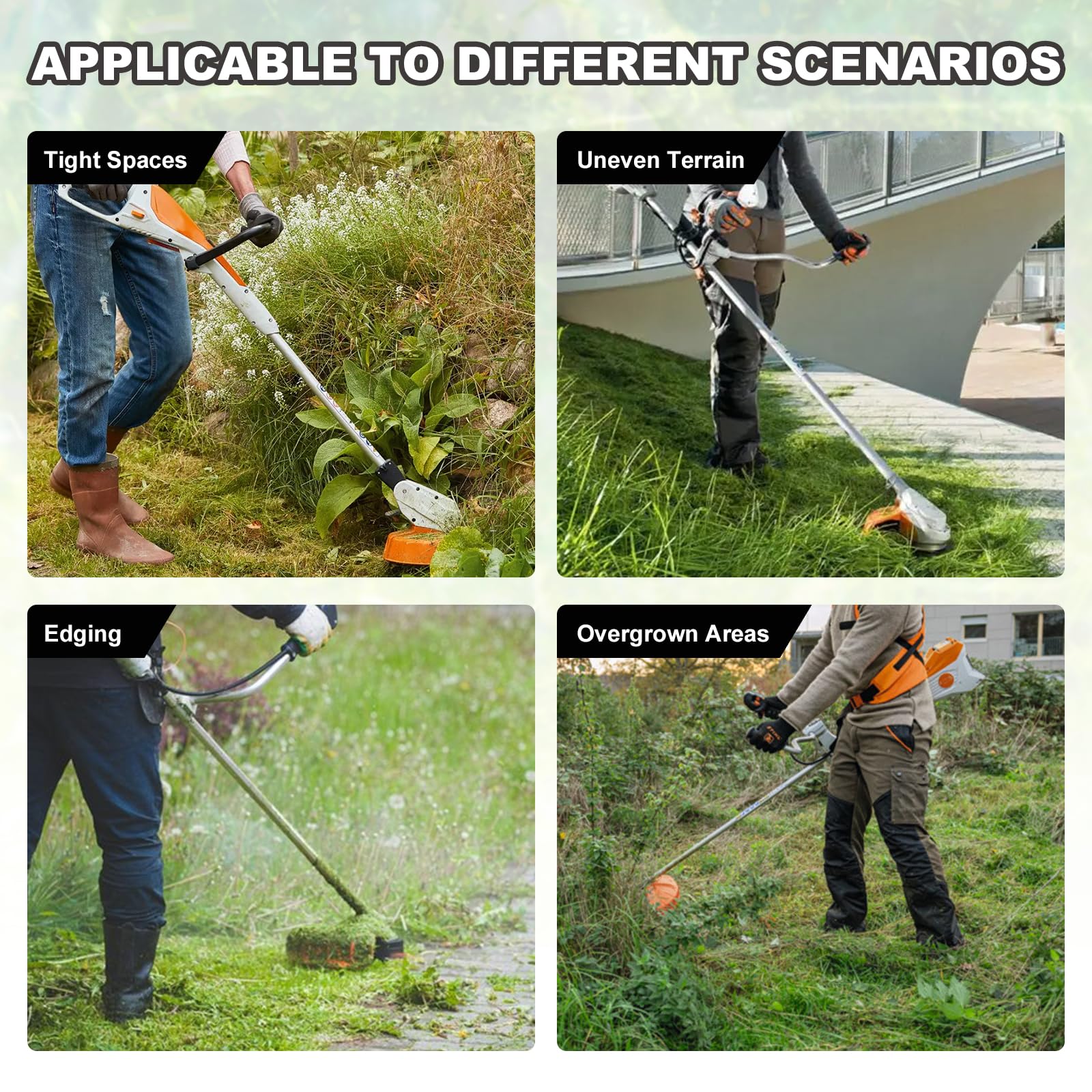 AUTOBABA trimmer head in use trimming lawn edges illustrating efficient cutting
