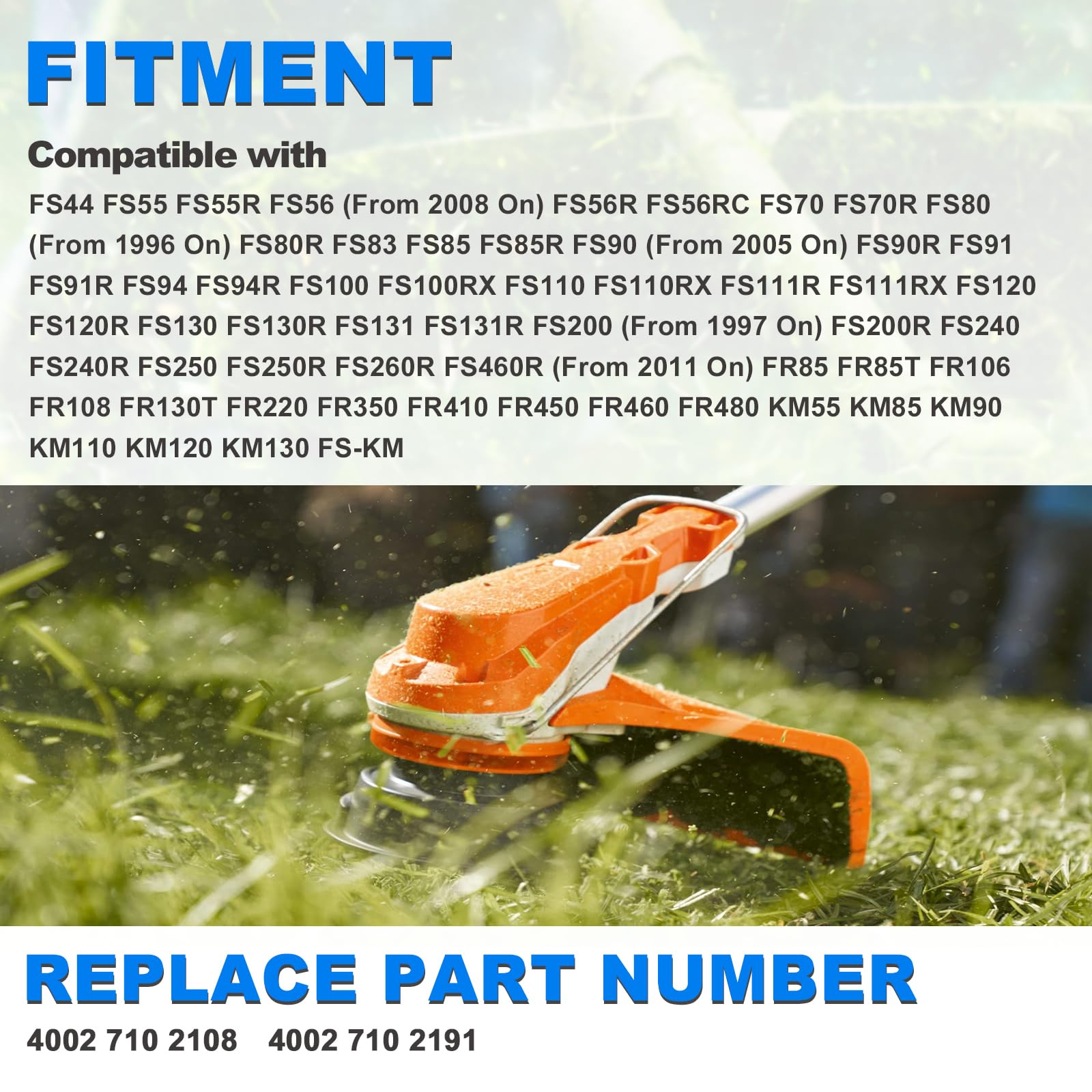 AUTOBABA trimmer head mounted on Stihl trimmer demonstrating compatibility benefit