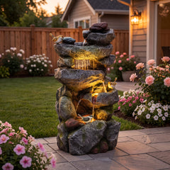 AUTODAYA front view fountain showing full multi-tier design and calm water benefits