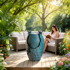 Autodaya warm LED illumination creating cozy evening ambiance and visible water movement