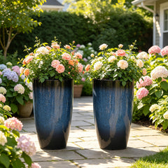 AUTODAYA planter staged with tall green plant, demonstrates quick styling benefit