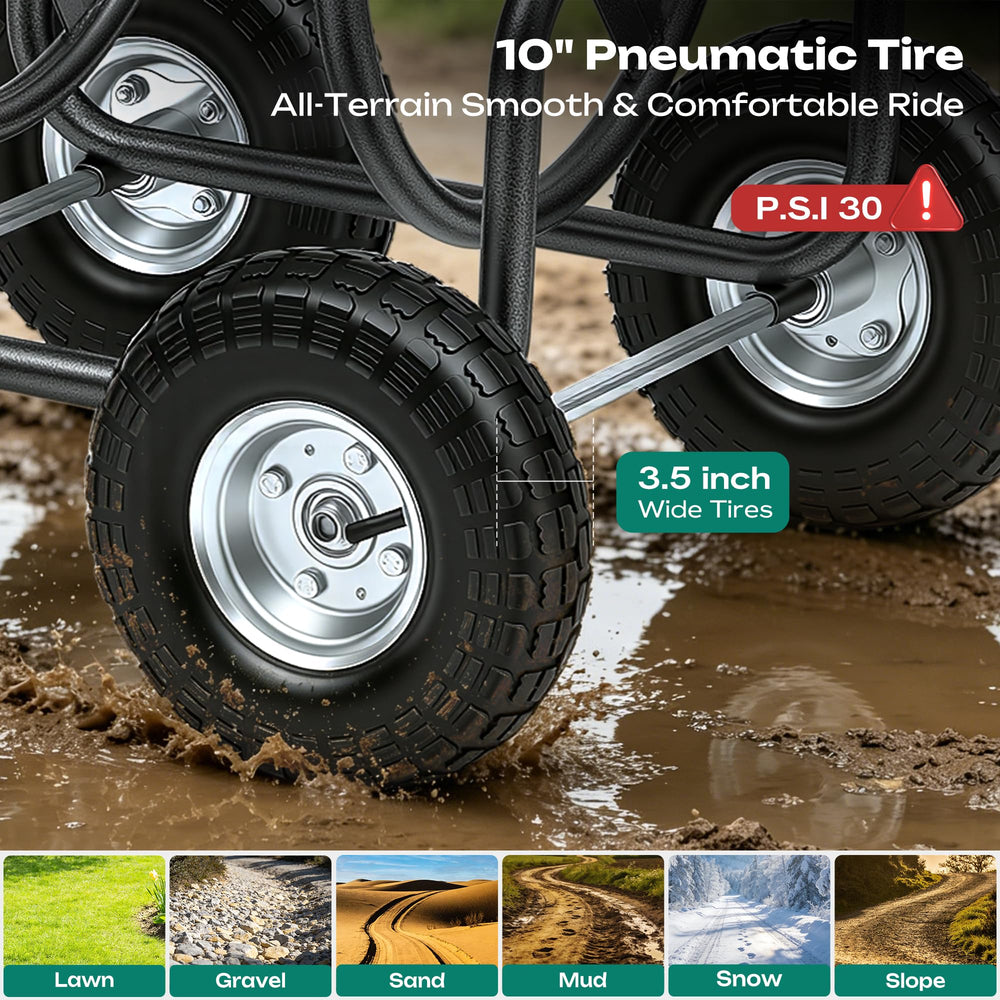 Autodaya 10-inch pneumatic tire side profile providing smooth terrain travel
