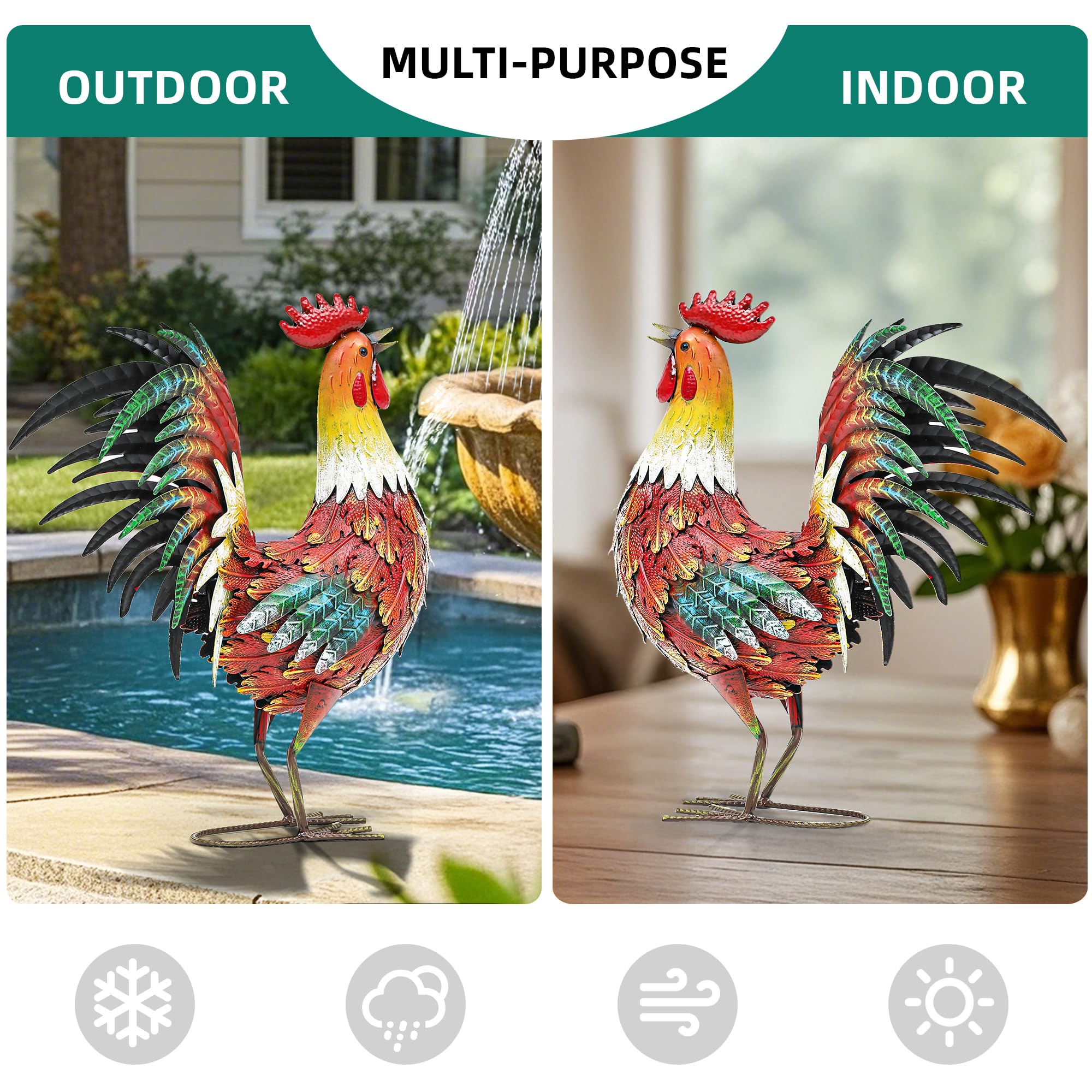 Autodaya rooster hand-painted finish closeup enhancing lifelike character